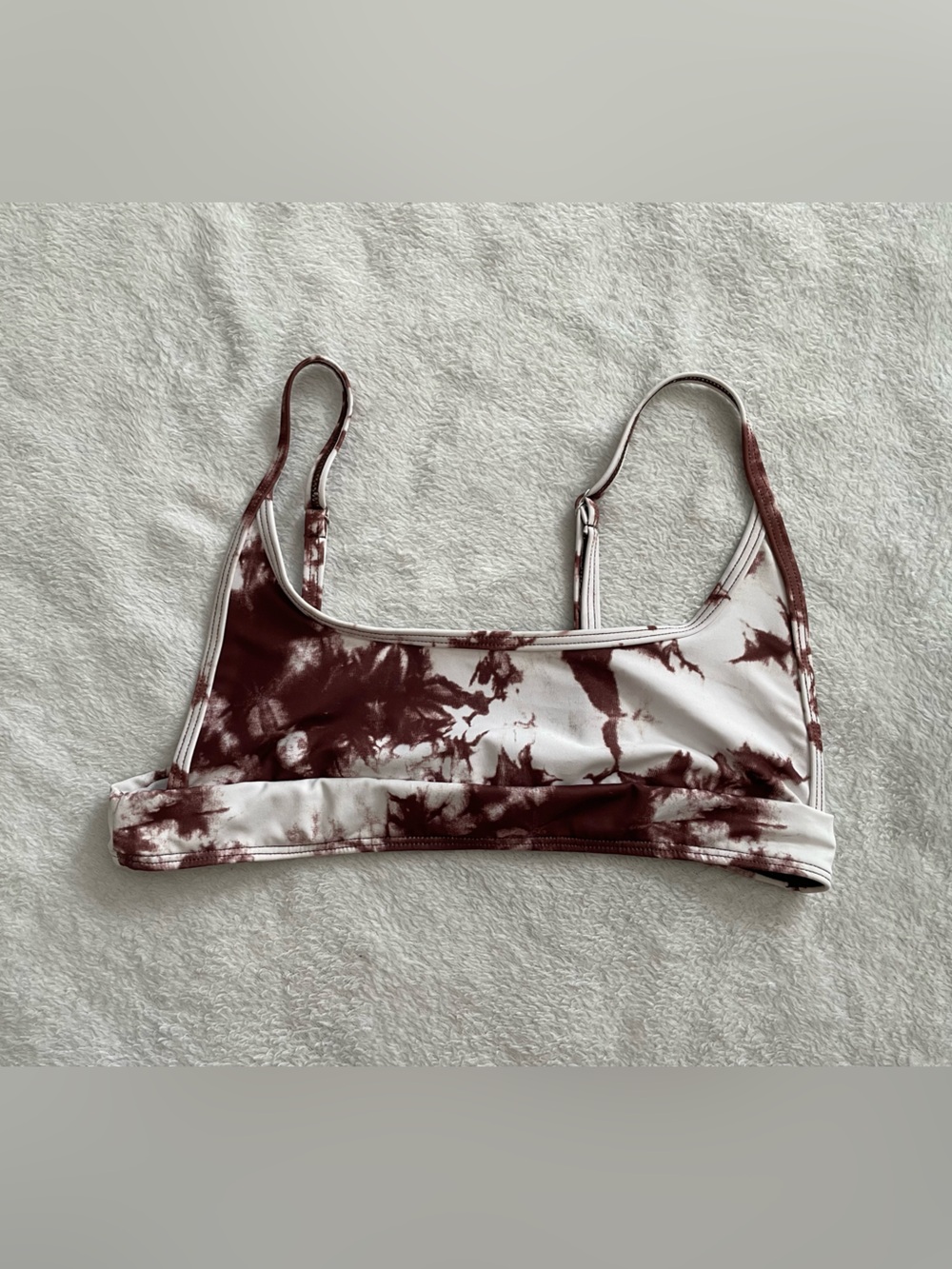 Tie-Dye Swim Top in White and Brown size XS/S
